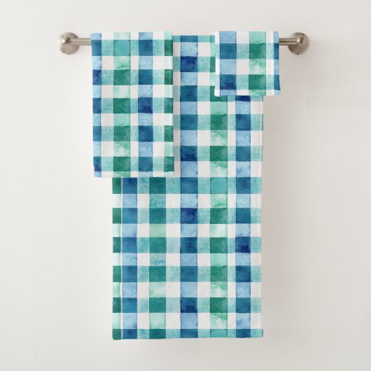 Groen Wit Blauw Plaid Stripes Kerstmis Bad Handdoek (Insitu)