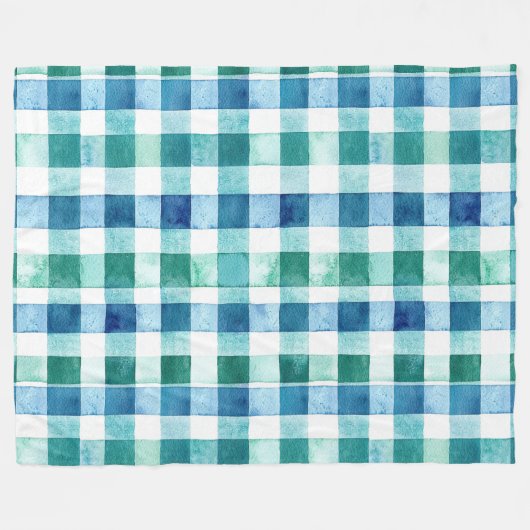 Groen Wit Blauw Plaid Stripes Kerstmis Fleece Deken (Voorkant (Horizontaal))