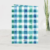 Groen Wit Blauw Plaid Stripes Kerstmis Kaart (Achterkant)