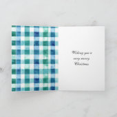 Groen Wit Blauw Plaid Stripes Kerstmis Kaart (Binnen)
