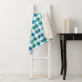 Groen Wit Blauw Plaid Stripes Kerstmis Sherpa Deken (In situ)