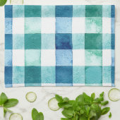Groen Wit Blauw Plaid Stripes Kerstmis Theedoek (Gevouwen)