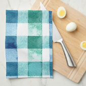 Groen Wit Blauw Plaid Stripes Kerstmis Theedoek (Quarter Fold)