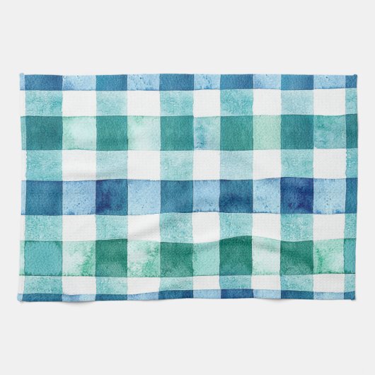 Groen Wit Blauw Plaid Stripes Kerstmis Theedoek (Horizontaal)