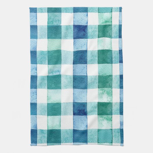 Groen Wit Blauw Plaid Stripes Kerstmis Theedoek (Verticaal)