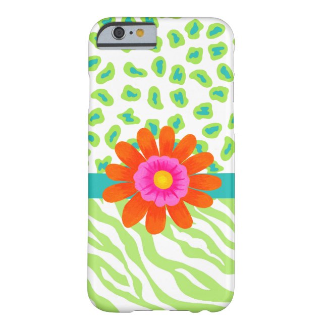 Groen, wit Blauwgroen Zebra Huid Oranje Bloem Case-Mate iPhone Case (Achterkant)
