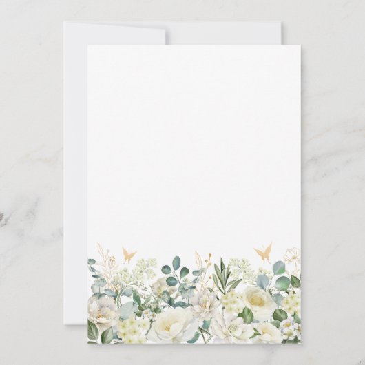 Groen & Wit Bloemen 40ste Verjaardagsfeest Kaart (Achterkant)