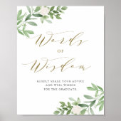Groen Wit Bloemen Afstuderen Woorden van Wijsheid Poster (Voorkant)