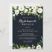 Groen Wit Bloemen Blauw Bruidsmeisjes Brunch Douch Kaart (Voorkant)