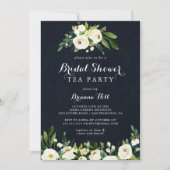 Groen Wit Bloemen Blauw Vrijgezellenfeest Tea Part Kaart (Voorkant)