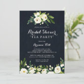 Groen Wit Bloemen Blauw Vrijgezellenfeest Tea Part Kaart (Staand voorkant)