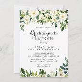 Groen Wit Bloemen Bruidsmeisjes Brunch Douche Kaart (Voorkant)
