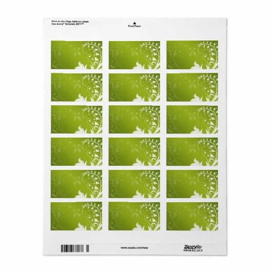 Groen Wit Bloemen Bruiloft Blank Adres Label (Full Sheet)