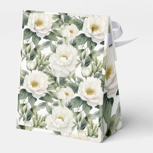 Groen Wit Bloemen Bruiloft Favor Box Bedankdoosjes (Achterkant)