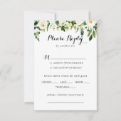 Groen Wit Bloemen Bruiloft Menu Keuze RSVP (Voorkant)