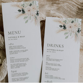 Groen Wit Bloemen Bruiloft Menu VICTORIA