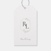 Groen & Wit Bloemen Bruiloft Monogram Dank u Cadeaulabel (Achterkant)