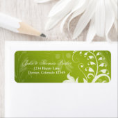 Groen Wit Bloemen Bruiloft Retouradres Label (Insitu)