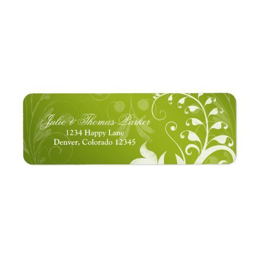 Groen Wit Bloemen Bruiloft Retouradres Label (Voorkant)