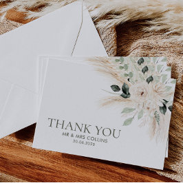 Groen Wit Bloemen Dank u kaart Flat VICTORIA