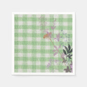 Groen Wit Bloemen Gingham Plaid Land Boerderij Servet (Voorkant)