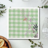 Groen Wit Bloemen Gingham Plaid Land Boerderij Servet