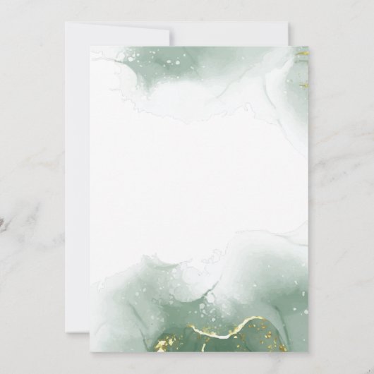 Groen Wit Bloemen Goud Islamitisch Moslim Bruiloft Kaart (Achterkant)