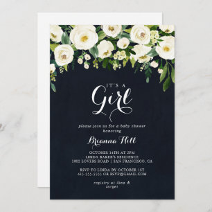 Groen Wit Bloemen Het is een Meisje Baby shower In Kaart