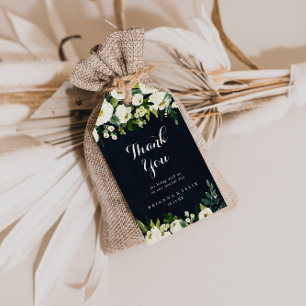 Groen Wit Bloemen Koninklijk Blauw Bruiloft Dank u Cadeaulabel