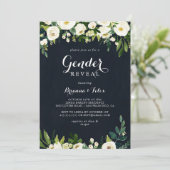 Groen Wit Bloemen Koninklijk Blauw Geslacht Onthul Kaart (Staand voorkant)