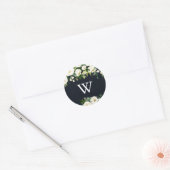 Groen Wit Bloemen Koninklijk Blauw Monogram Bruilo Ronde Sticker (Envelop)