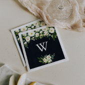 Groen Wit Bloemen Koninklijk Blauw Monogram Bruilo Servet