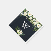 Groen Wit Bloemen Koninklijk Blauw Monogram Bruilo Servet (Hoek)