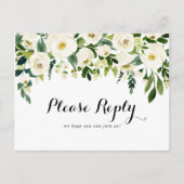 Groen Wit Bloemen Menu Keuze RSVP Briefkaart (Voorkant)
