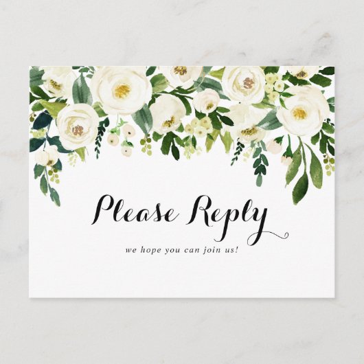 Groen Wit Bloemen Menu Keuze RSVP Briefkaart (Voorkant)