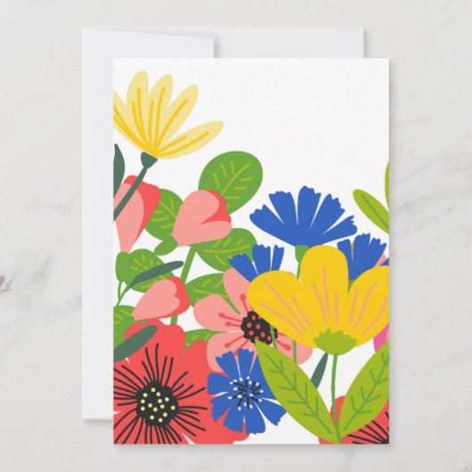 Groen Wit Bloemen Moederdag Uitnodigen Kaart (Achterkant)