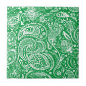 Groen & Wit  Bloemen Paisley Patroon Tegeltje (Voorkant)