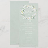 Groen Wit Bloemen Pasen krans Flat 4 gangen Menu (Voorkant / Achterkant)