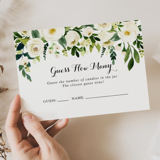 Groen Wit Bloemen Raad hoeveel spel Kaart Visitekaartje