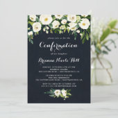 Groen Wit Bloemen Royal Blue Bevestiging Kaart (Staand voorkant)