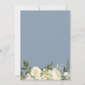 Groen Wit Bloemen Stoffig Blauw Trouwen Kaart (Achterkant)