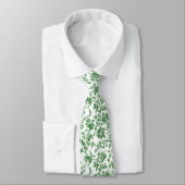 Groen Wit Bloemen Toile Chinoiserie Wedding Stropdas (Gebonden)