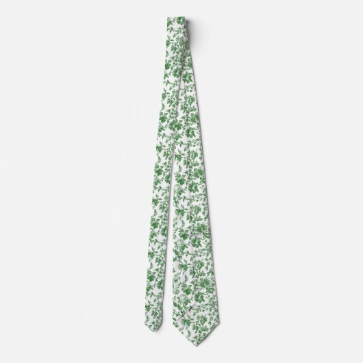 Groen Wit Bloemen Toile Chinoiserie Wedding Stropdas (Achterkant)