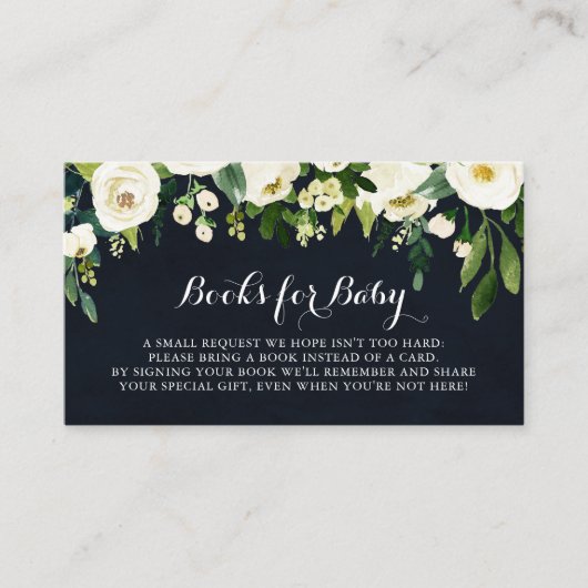 Groen Wit Bloemenblauw Baby shower Boekaanvraag Informatiekaartje (Voorkant)