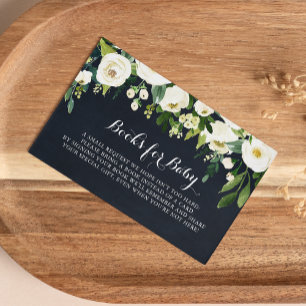 Groen Wit Bloemenblauw Baby shower Boekaanvraag Informatiekaartje