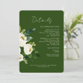 Groen wit bloemenbruiloft details afgerond kaart (Staand voorkant)
