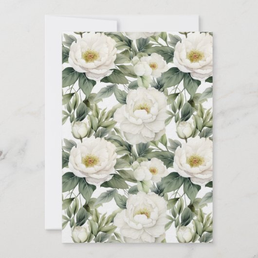 groen wit bloemenbruiloft uitnodiging (Achterkant)