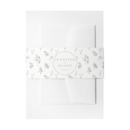 Groen wit bloemenbruiloft uitnodiging buikband uitnodigingen wikkel