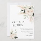 groen wit bloemenbruiloft uitnodiging Victoria (Voorkant)