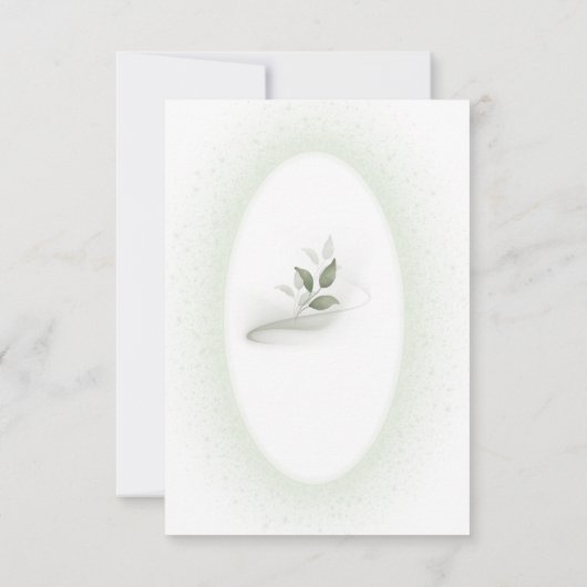 Groen & Wit bloemendoop uitnodiging platte kaart (Achterkant)